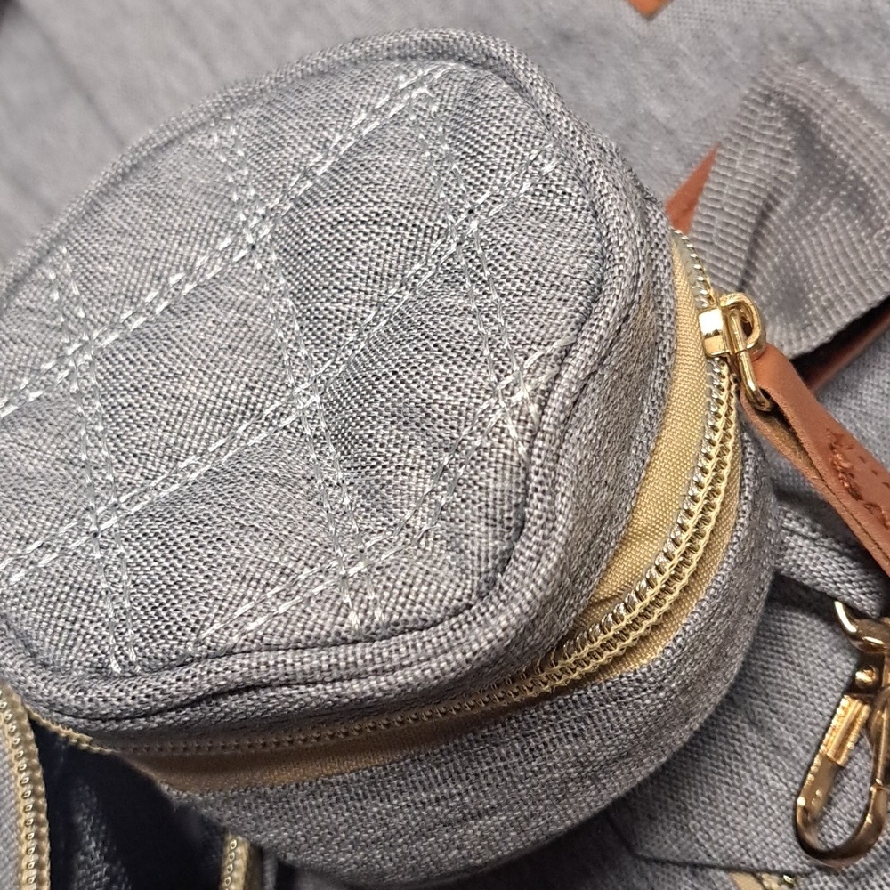 SUNSHINE Gray Baby Backpack with Tan Accents - Picture 7 of 13